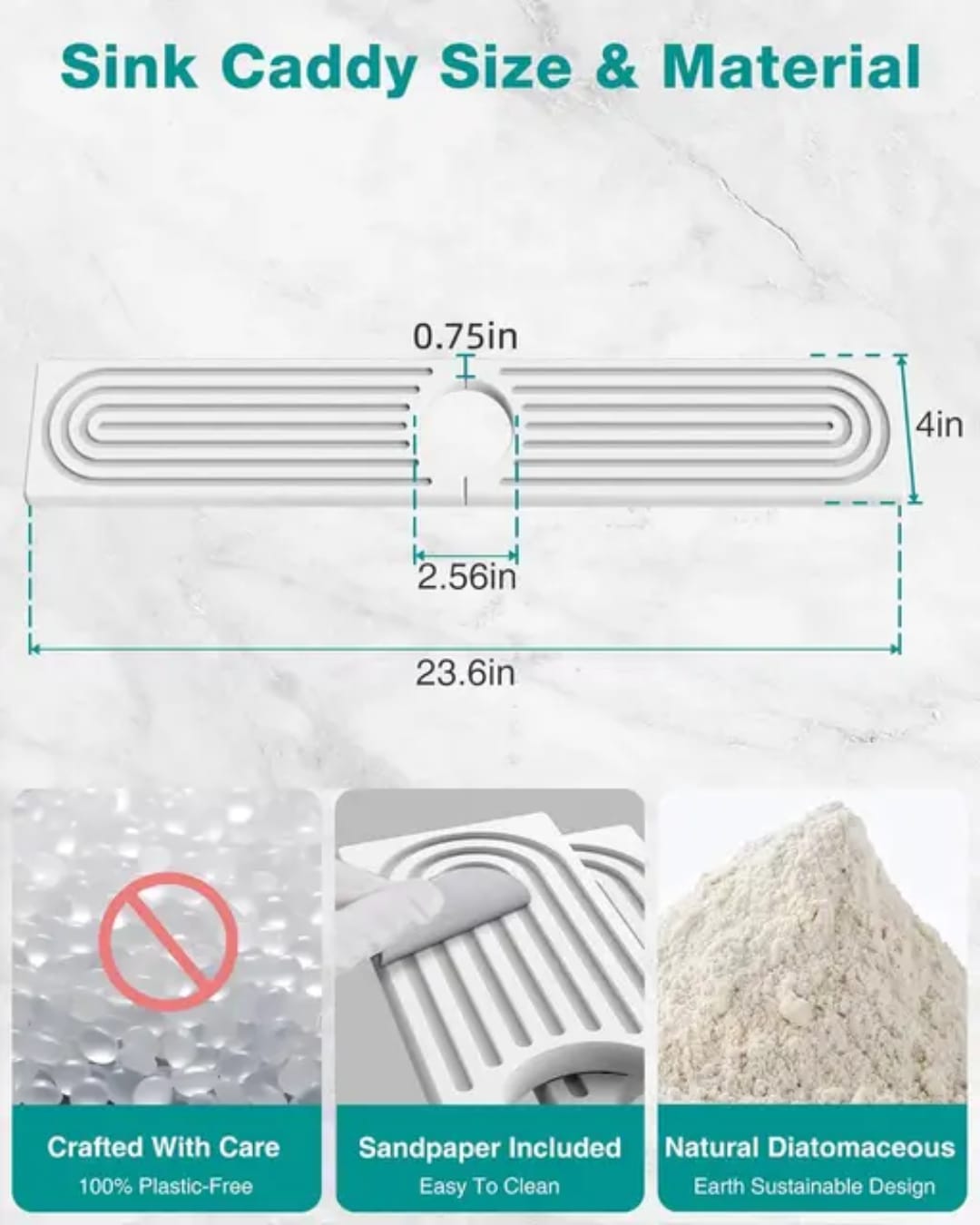 Quick-Dry Sink Faucet Mat – Diatomaceous Earth Water Absorbent Splash Guard