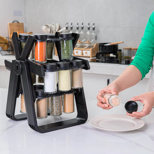 18-Jar Rotating Spice Rack Organizer – 360° Revolving Kitchen Spice Storage Stand