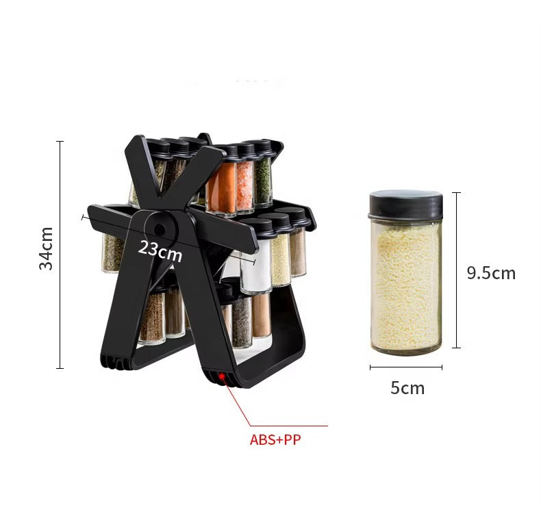 18-Jar Rotating Spice Rack Organizer – 360° Revolving Kitchen Spice Storage Stand