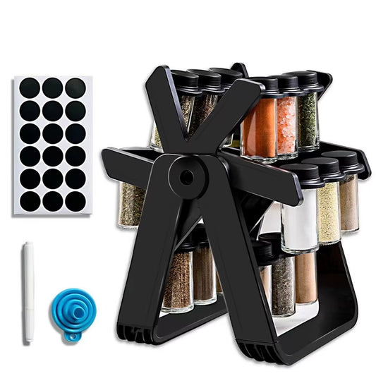 18-Jar Rotating Spice Rack Organizer – 360° Revolving Kitchen Spice Storage Stand