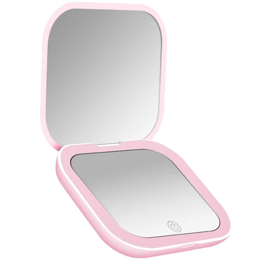 Rechargeable LED Lighted Compact Makeup Mirror – 1X/10X Magnification, 3 Brightness Modes
