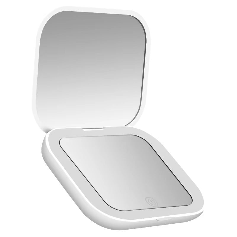 Rechargeable LED Lighted Compact Makeup Mirror – 1X/10X Magnification, 3 Brightness Modes