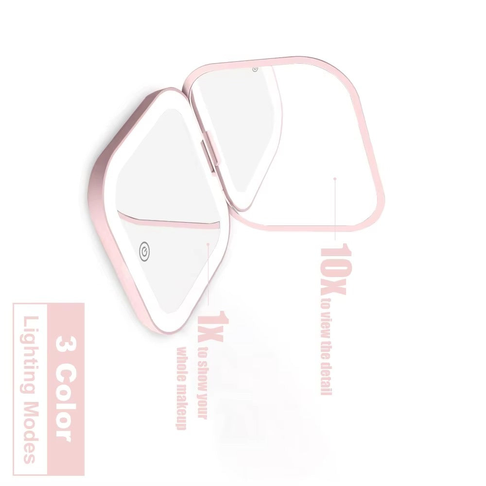 Rechargeable LED Lighted Compact Makeup Mirror – 1X/10X Magnification, 3 Brightness Modes