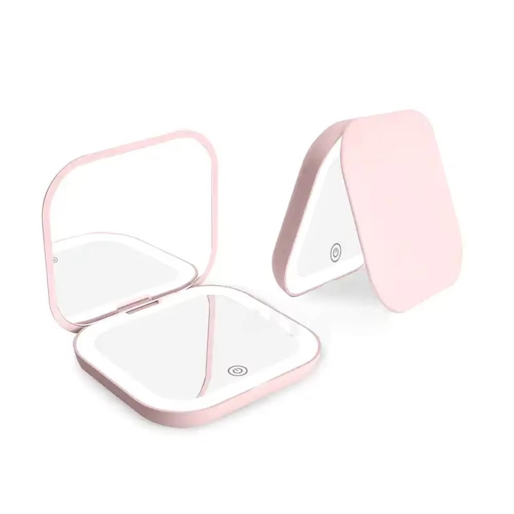 Rechargeable LED Lighted Compact Makeup Mirror – 1X/10X Magnification, 3 Brightness Modes
