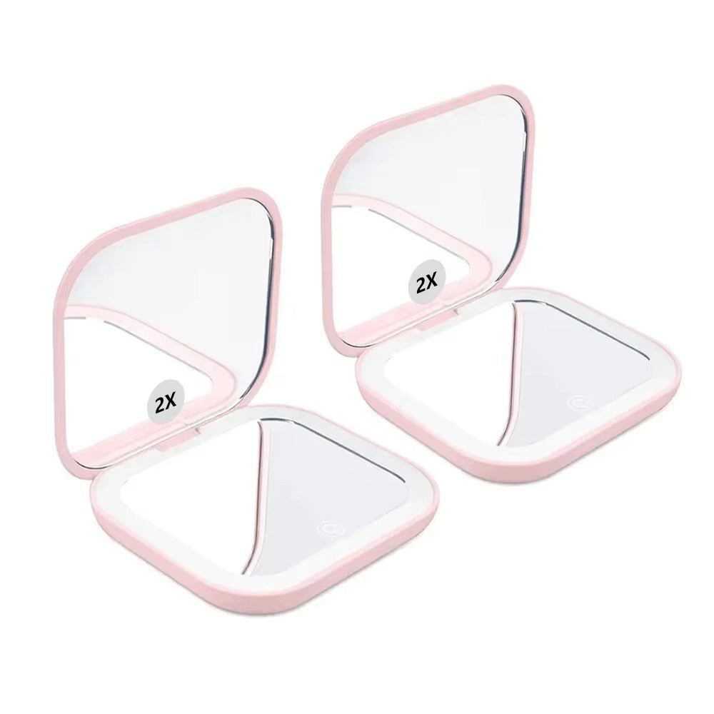 Rechargeable LED Lighted Compact Makeup Mirror – 1X/10X Magnification, 3 Brightness Modes