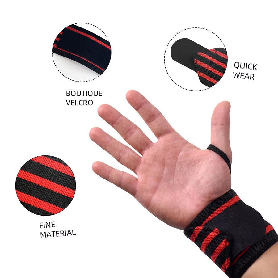 Adjustable Gym Wrist Wrap with Thumb Loop – Elastic Wrist Support for Weightlifting & Fitness
