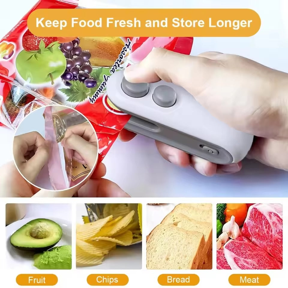 2-in-1 Rechargeable Mini Bag Sealer & Cutter – Portable Heat Sealing Machine