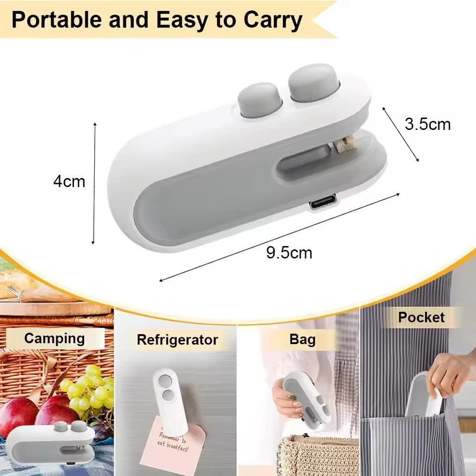 2-in-1 Rechargeable Mini Bag Sealer & Cutter – Portable Heat Sealing Machine