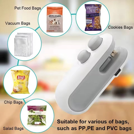 2-in-1 Rechargeable Mini Bag Sealer & Cutter – Portable Heat Sealing Machine