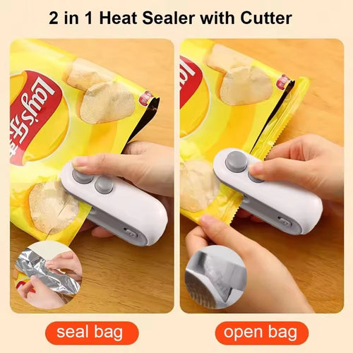 2-in-1 Rechargeable Mini Bag Sealer & Cutter – Portable Heat Sealing Machine