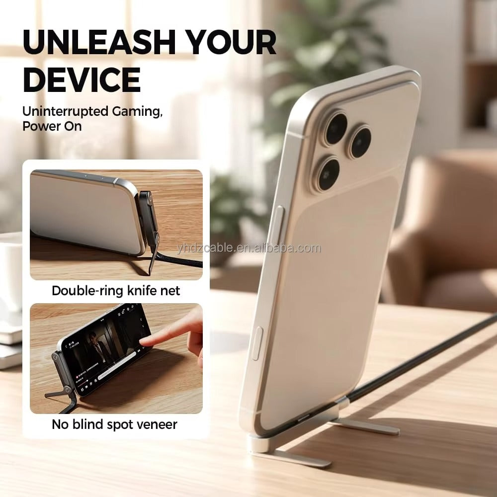 240W Type-C Fast Charging Cable with Built-In Phone Stand – High-Speed Data Transfer