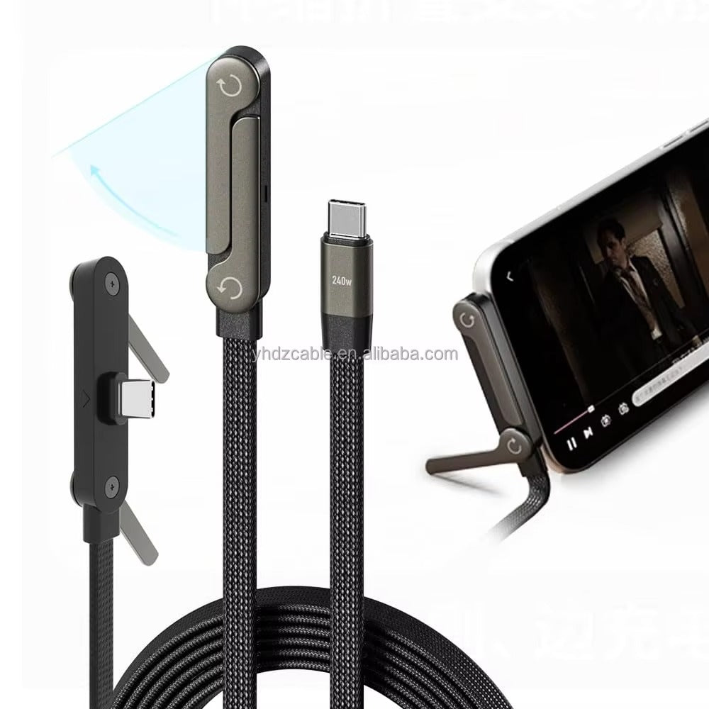 240W Type-C Fast Charging Cable with Built-In Phone Stand – High-Speed Data Transfer