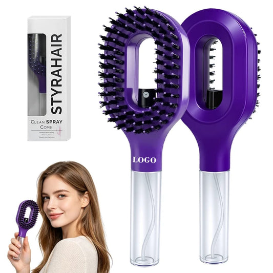 2-in-1 Spray Hair Brush – Fine Mist Detangling Comb for All Hair Types