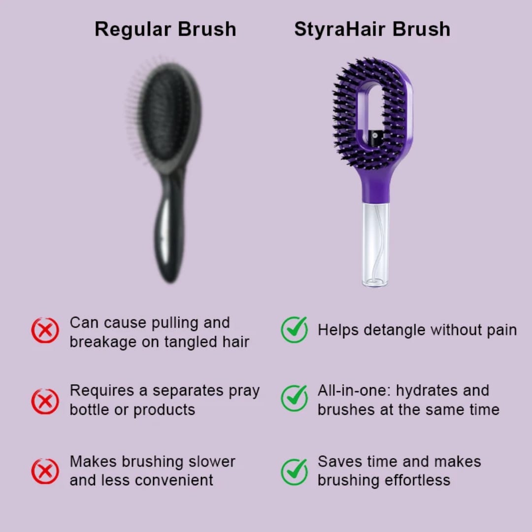 2-in-1 Spray Hair Brush – Fine Mist Detangling Comb for All Hair Types