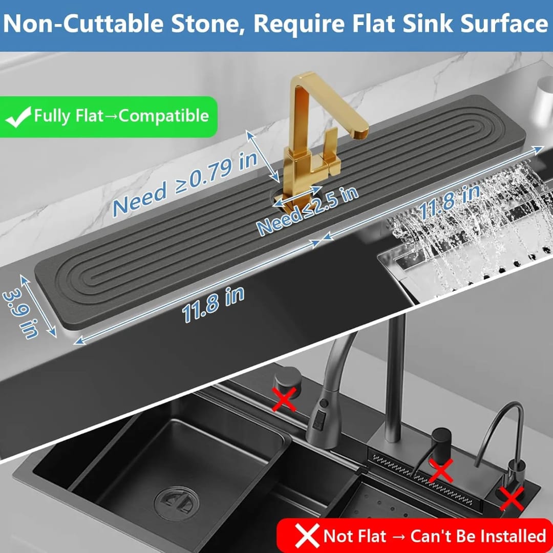 Quick-Dry Sink Faucet Mat – Diatomaceous Earth Water Absorbent Splash Guard