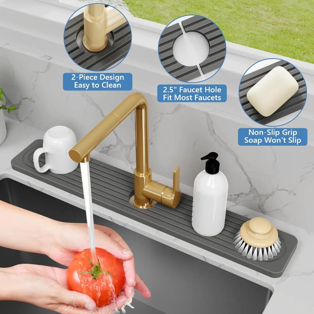 Quick-Dry Sink Faucet Mat – Diatomaceous Earth Water Absorbent Splash Guard