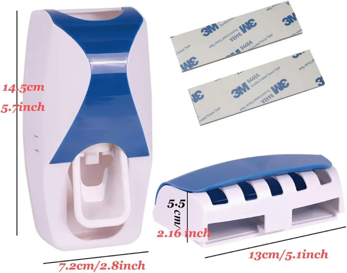 2-in-1 Wall-Mounted Toothpaste Dispenser & 5-Slot Toothbrush Holder