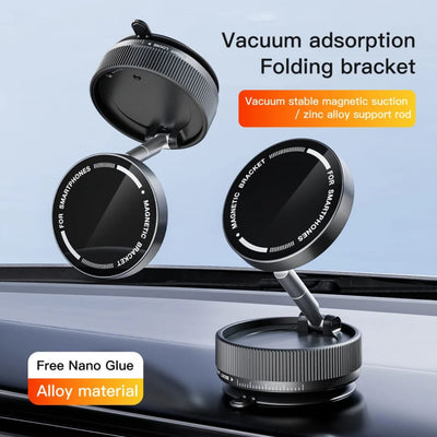 Vacuum Magnetic Folding Phone Holder – 360° Adjustable Car & Desk Smartphone Mount