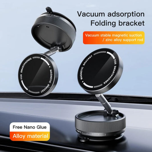 Vacuum Magnetic Folding Phone Holder – 360° Adjustable Car & Desk Smartphone Mount