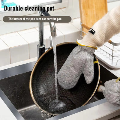 Silver Wire Multipurpose Cleaning Gloves – Scrubbing, Dishwashing & Heat-Resistant Kitchen Gloves