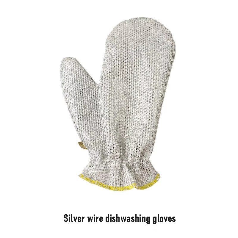 Silver Wire Multipurpose Cleaning Gloves – Scrubbing, Dishwashing & Heat-Resistant Kitchen Gloves