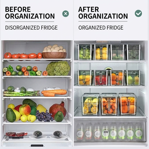 Stackable Refrigerator Storage Box with Lid, Handle & Drain Basket – Fresh Food Organizer