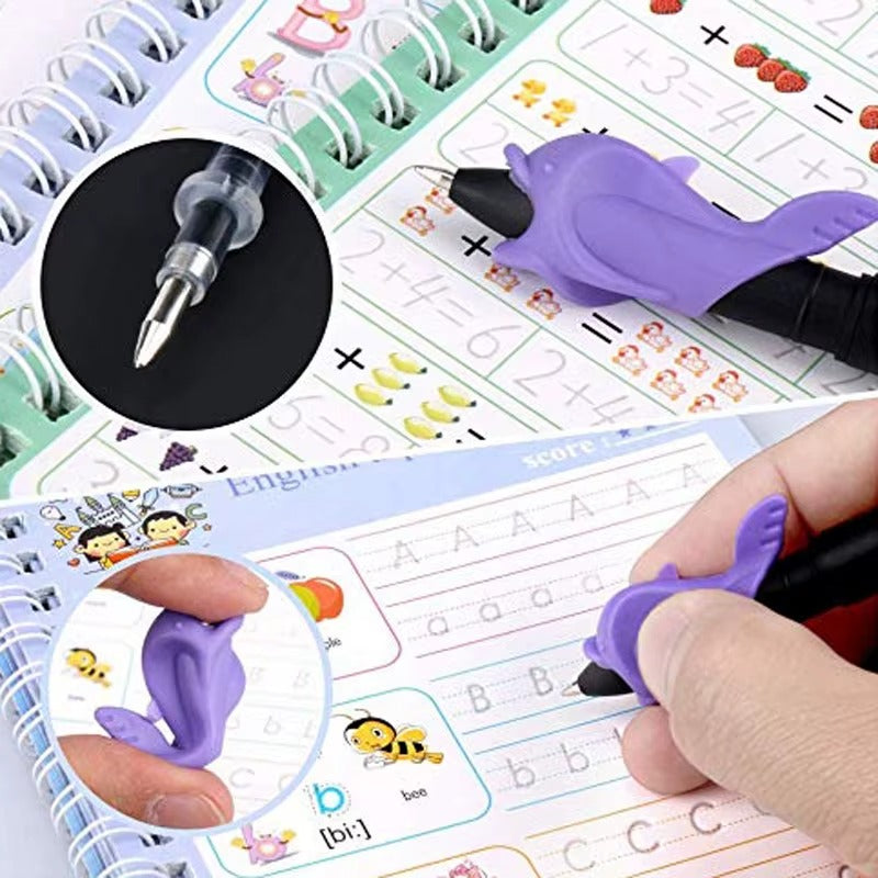 Magic Reusable Kids Learning Books Set of 4 – Writing, Math, Numbers & Drawing Practice