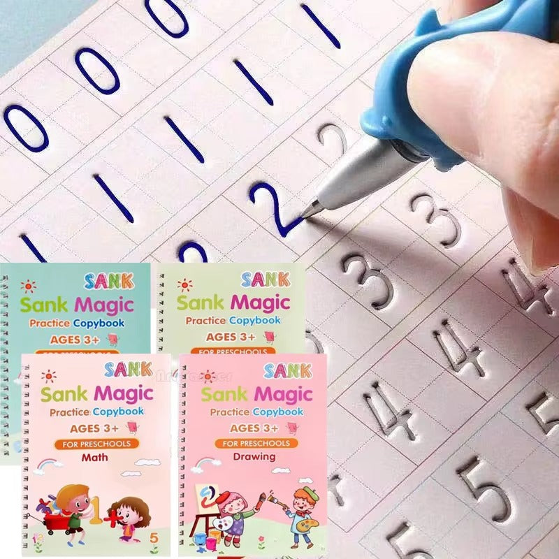 Magic Reusable Kids Learning Books Set of 4 – Writing, Math, Numbers & Drawing Practice